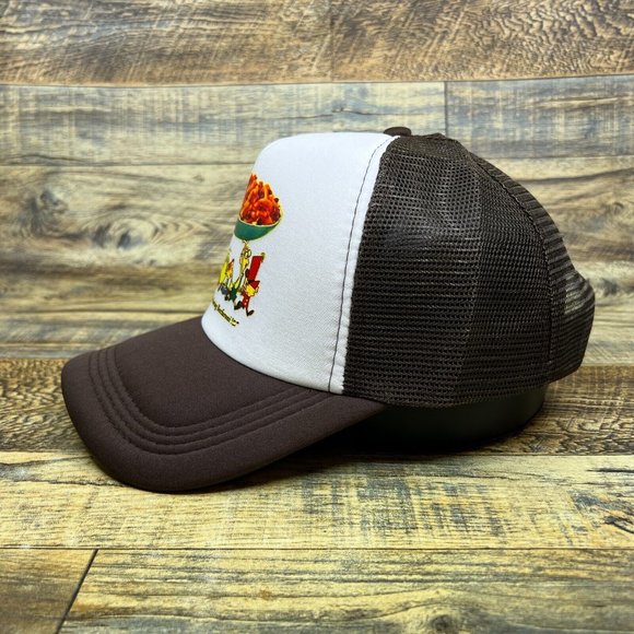 Beefaroni Mens Trucker Hat Brown Snapback Vintage Spaghetti Ad 50s Retro Cap - Picture 4 of 8